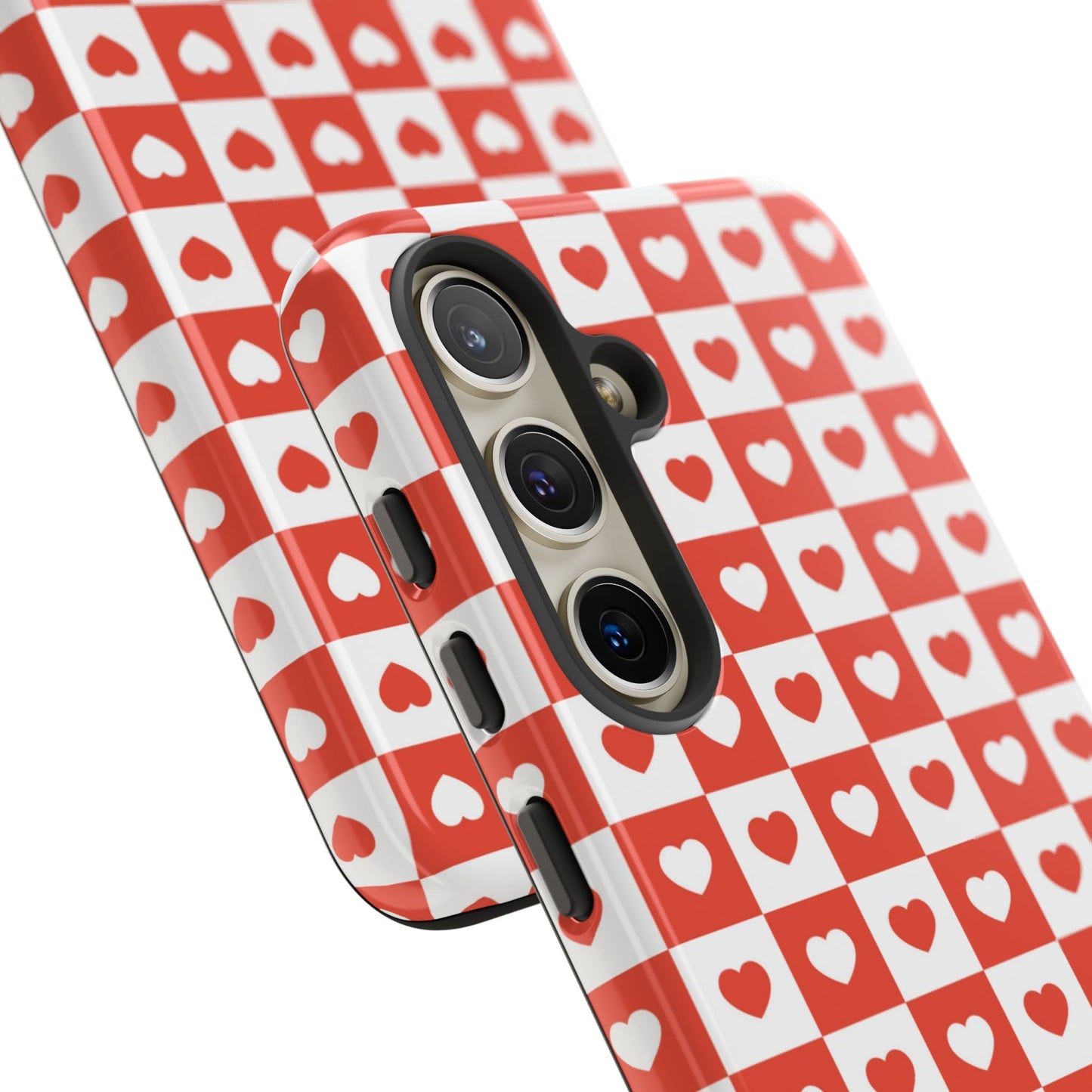 Red & White Heart Checkerboard – Samsung Galaxy Case - BOGO Cases