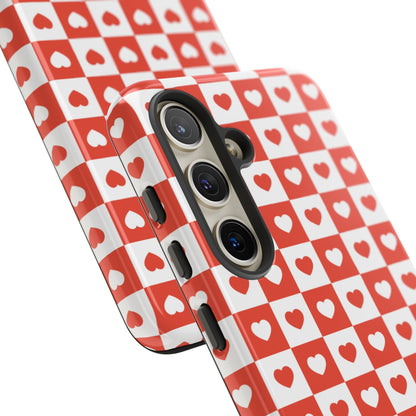 Red & White Heart Checkerboard – Samsung Galaxy Case - BOGO Cases