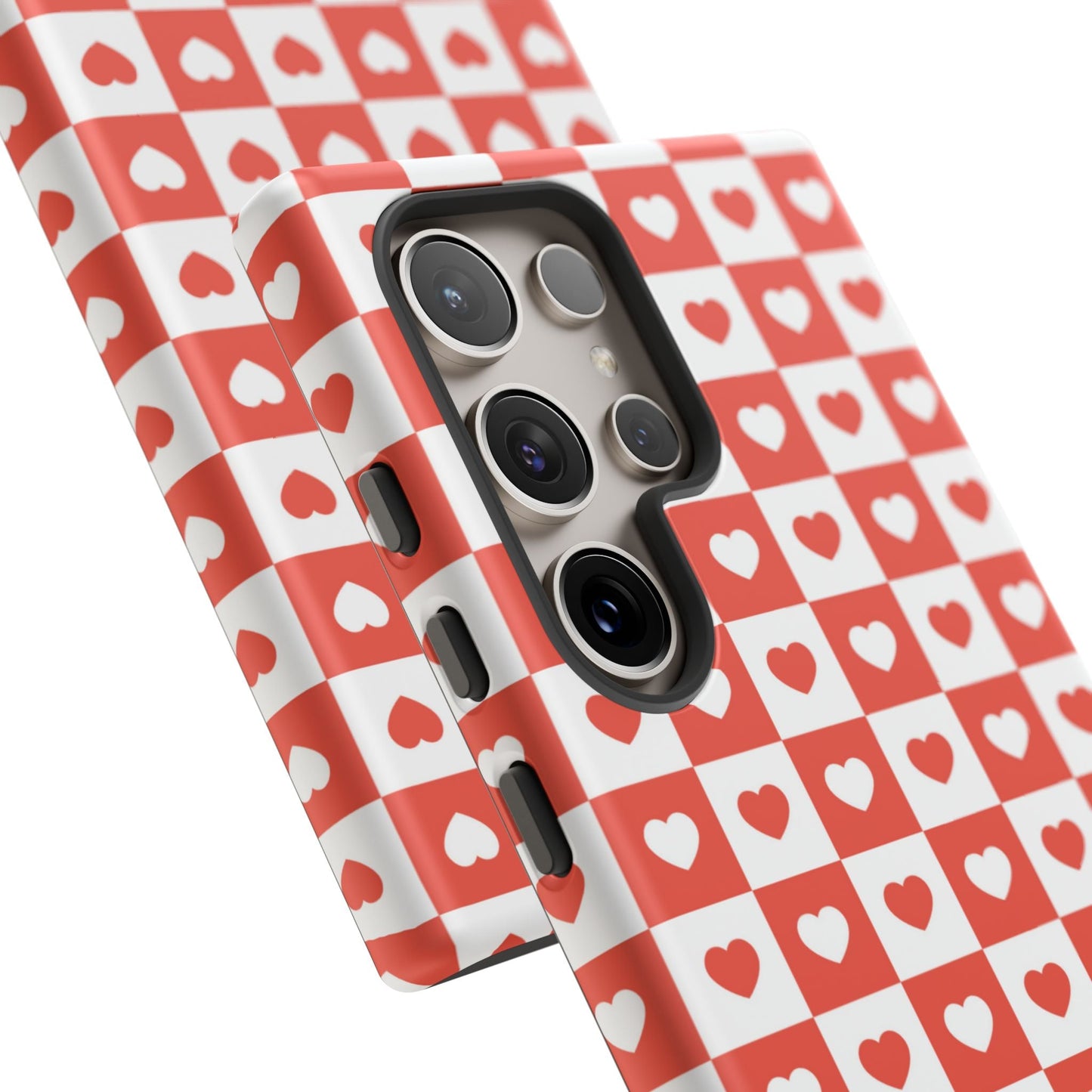 Red & White Heart Checkerboard – Samsung Galaxy Case - BOGO Cases