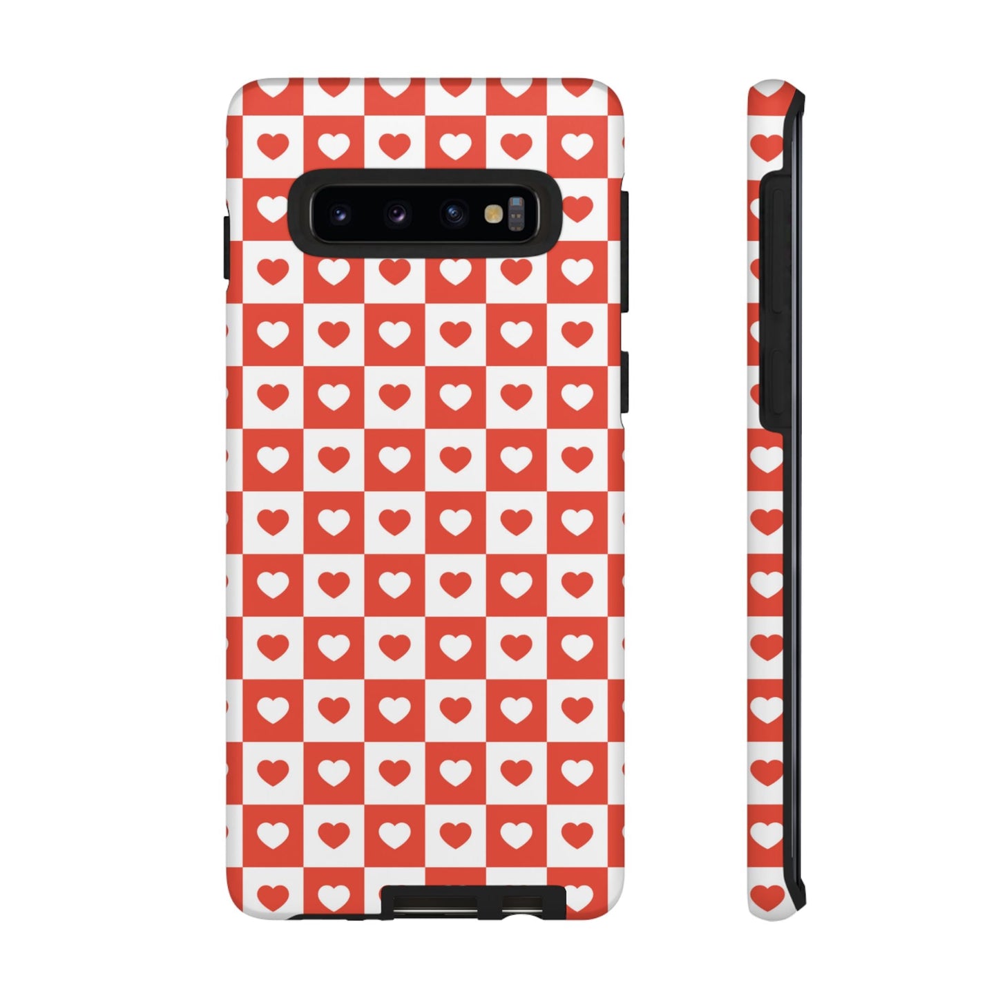 Red & White Heart Checkerboard – Samsung Galaxy Case - BOGO Cases