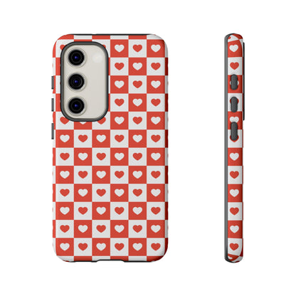 Red & White Heart Checkerboard – Samsung Galaxy Case - BOGO Cases