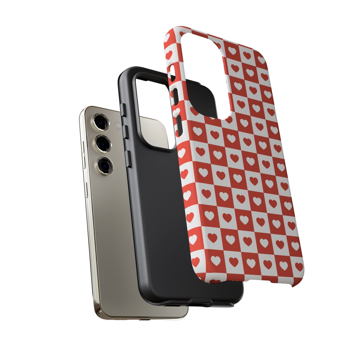 Red & White Heart Checkerboard – Samsung Galaxy Case - BOGO Cases