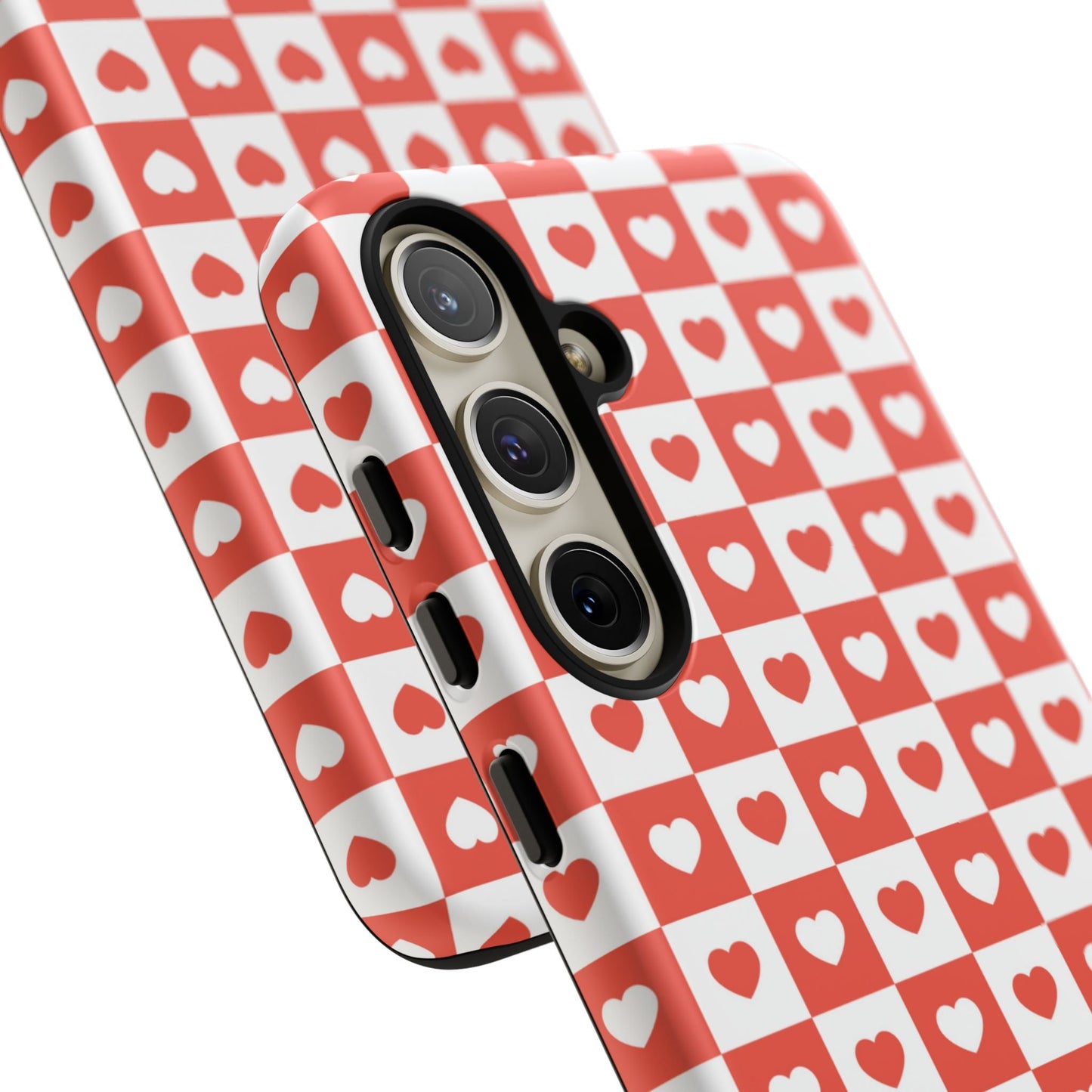Red & White Heart Checkerboard – Samsung Galaxy Case - BOGO Cases