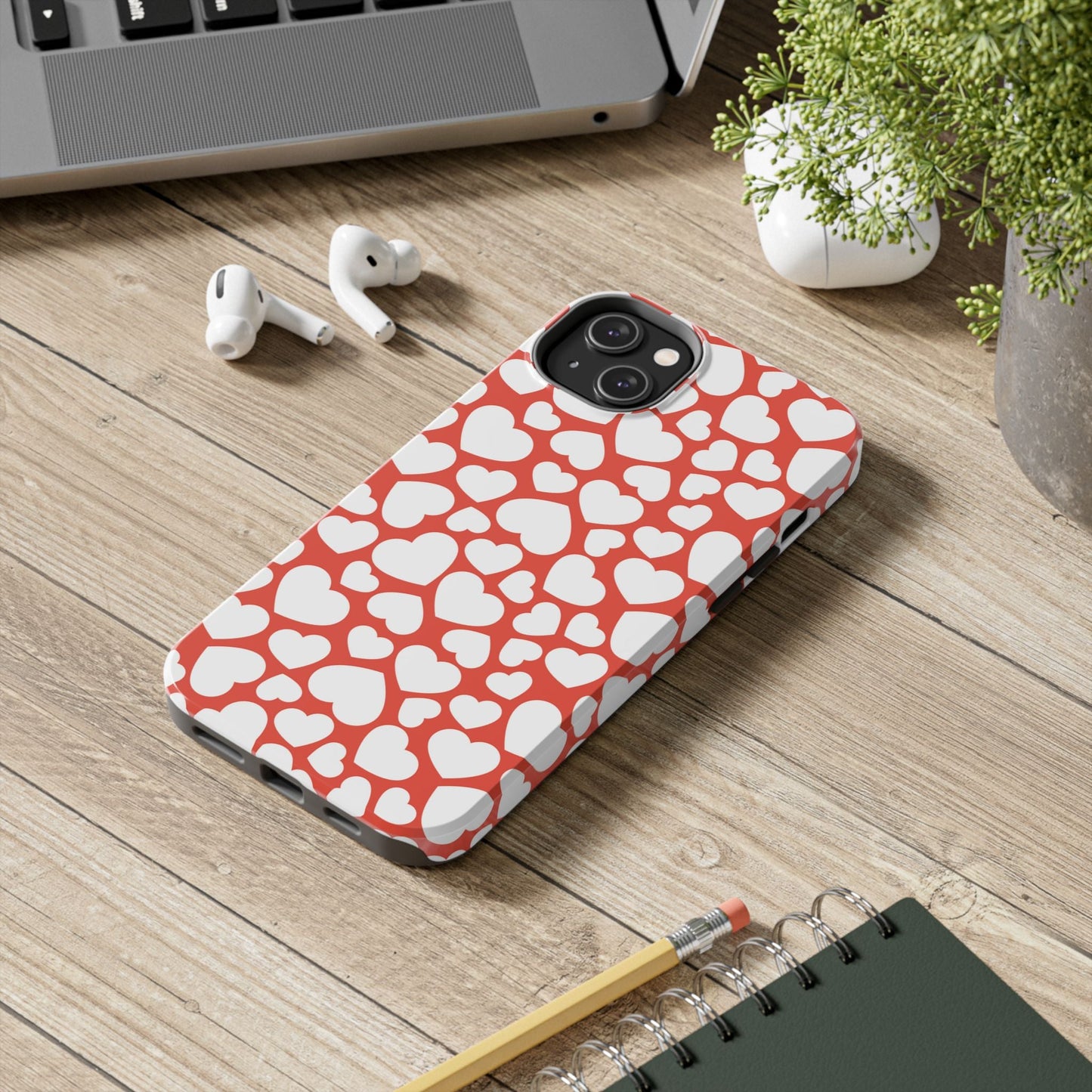 Red & White Heart Pattern iPhone Case - BOGO Cases
