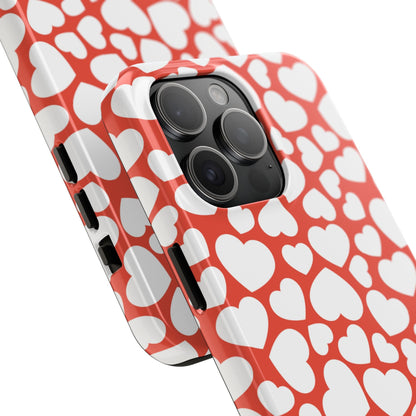 Red & White Heart Pattern iPhone Case - BOGO Cases