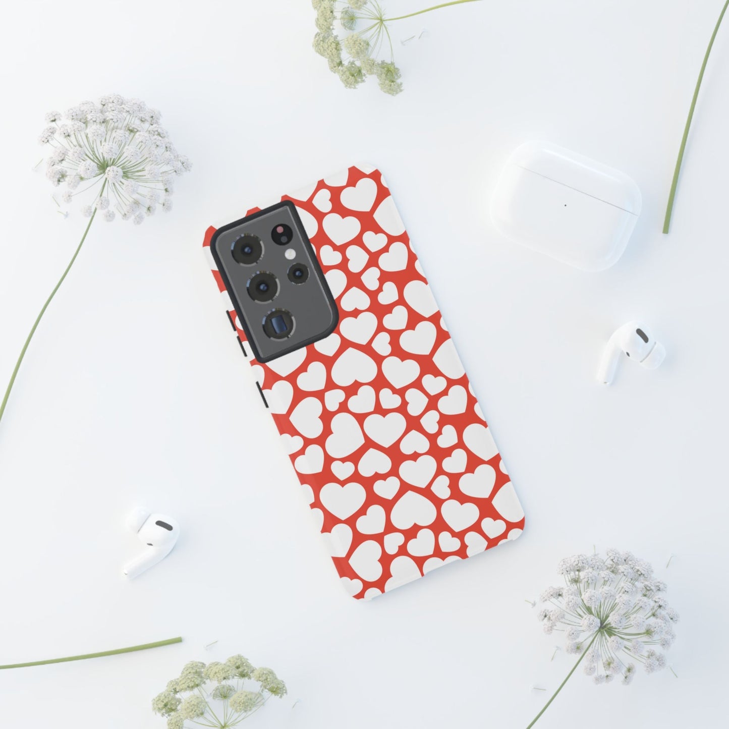 Red & White Heart Pattern Samsung Case - BOGO Cases