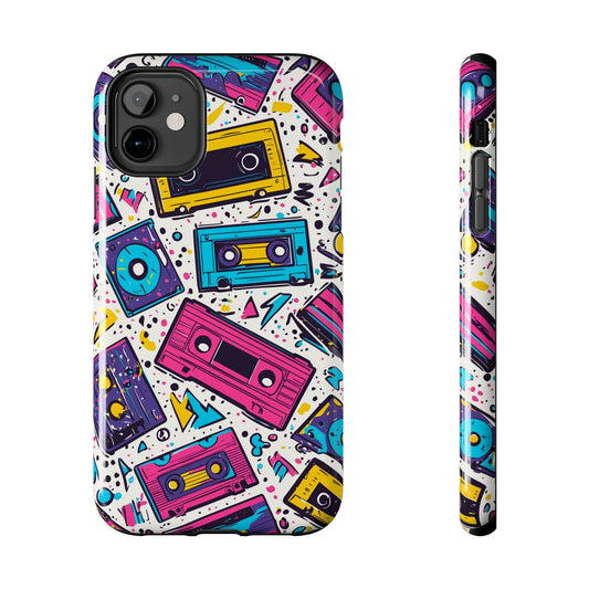 Retro Cassette Vibes Tough iPhone Case – Bold 80s Tape Design, Shockproof Protection - BOGO Cases