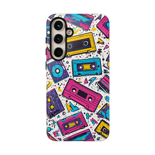 Retro Cassette Vibes Tough Samsung Galaxy Case – Bold 80s Tape Design, Shockproof Protection - BOGO Cases