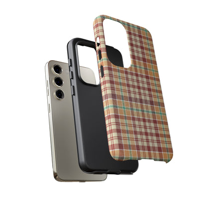 Retro Chic Plaid Samsung Galaxy Case in Red, Orange, Green & Cream – Timeless Vintage Design - BOGO Cases