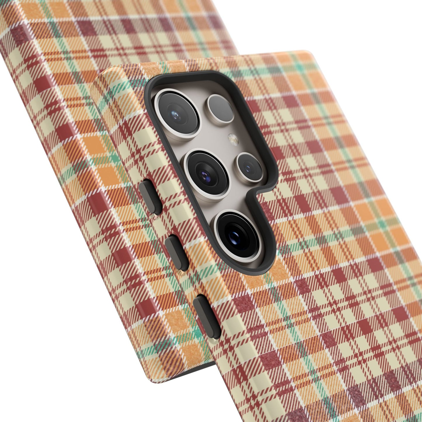 Retro Chic Plaid Samsung Galaxy Case in Red, Orange, Green & Cream – Timeless Vintage Design - BOGO Cases