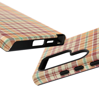 Retro Chic Plaid Samsung Galaxy Case in Red, Orange, Green & Cream – Timeless Vintage Design - BOGO Cases