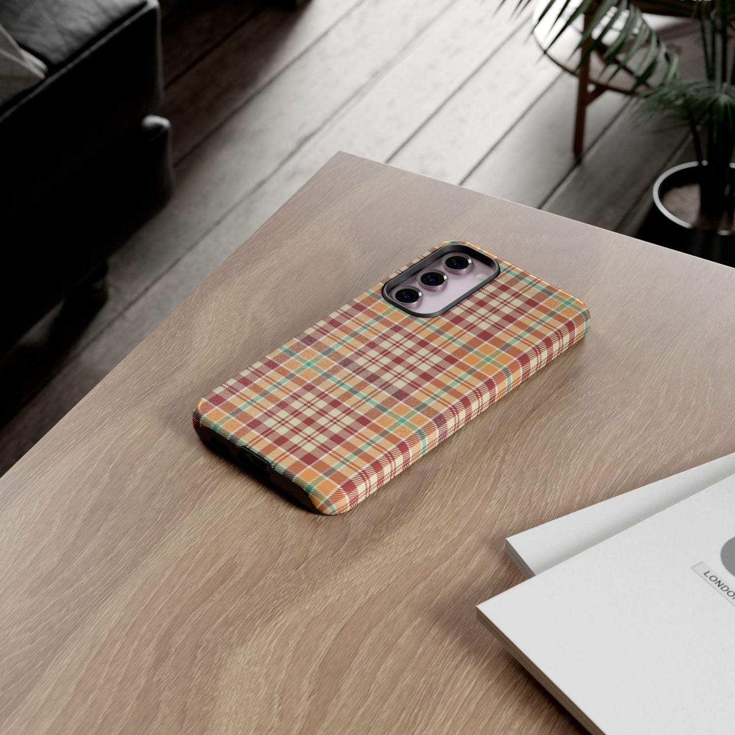 Retro Chic Plaid Samsung Galaxy Case in Red, Orange, Green & Cream – Timeless Vintage Design - BOGO Cases