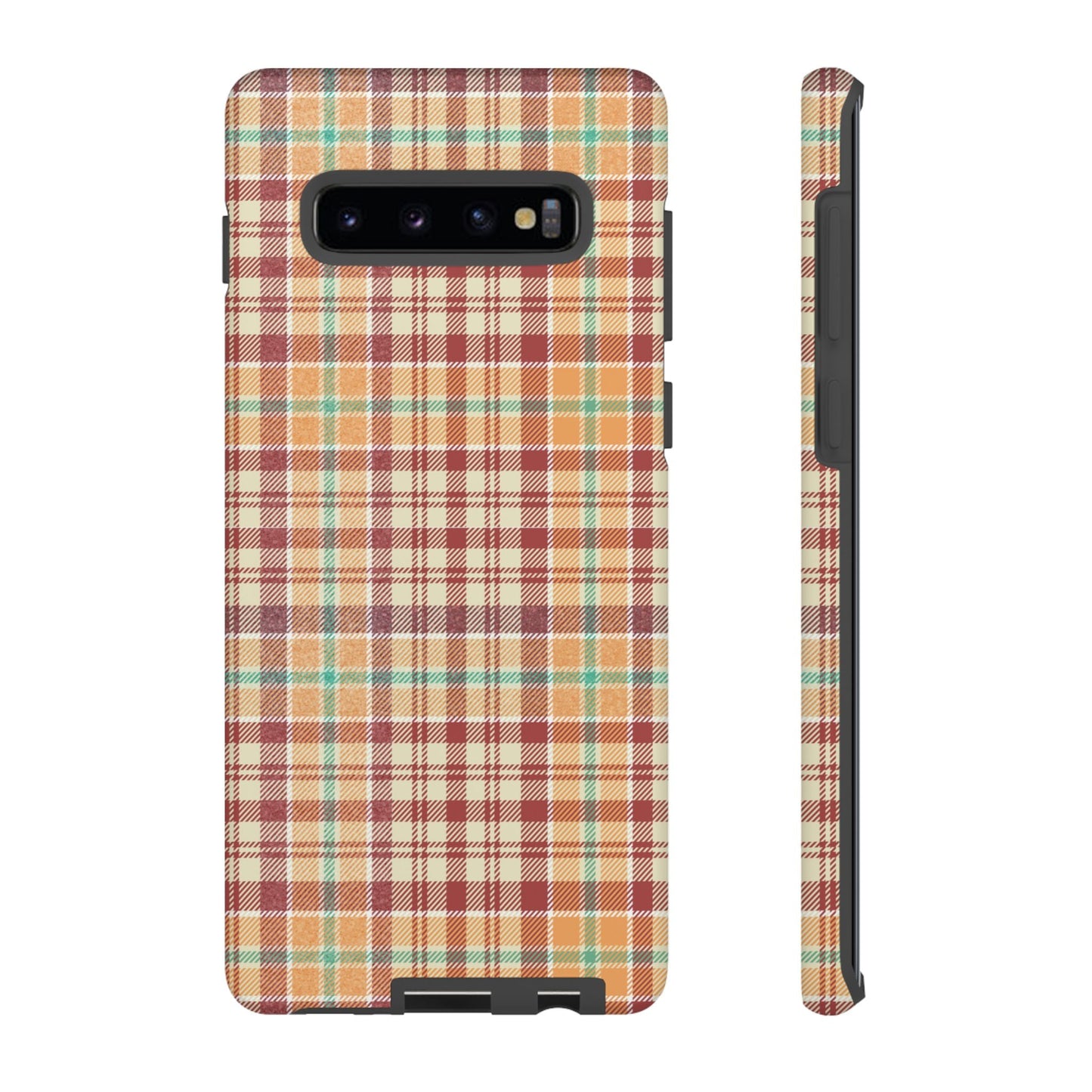 Retro Chic Plaid Samsung Galaxy Case in Red, Orange, Green & Cream – Timeless Vintage Design - BOGO Cases