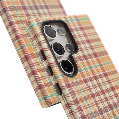 Retro Chic Plaid Samsung Galaxy Case in Red, Orange, Green & Cream – Timeless Vintage Design - BOGO Cases