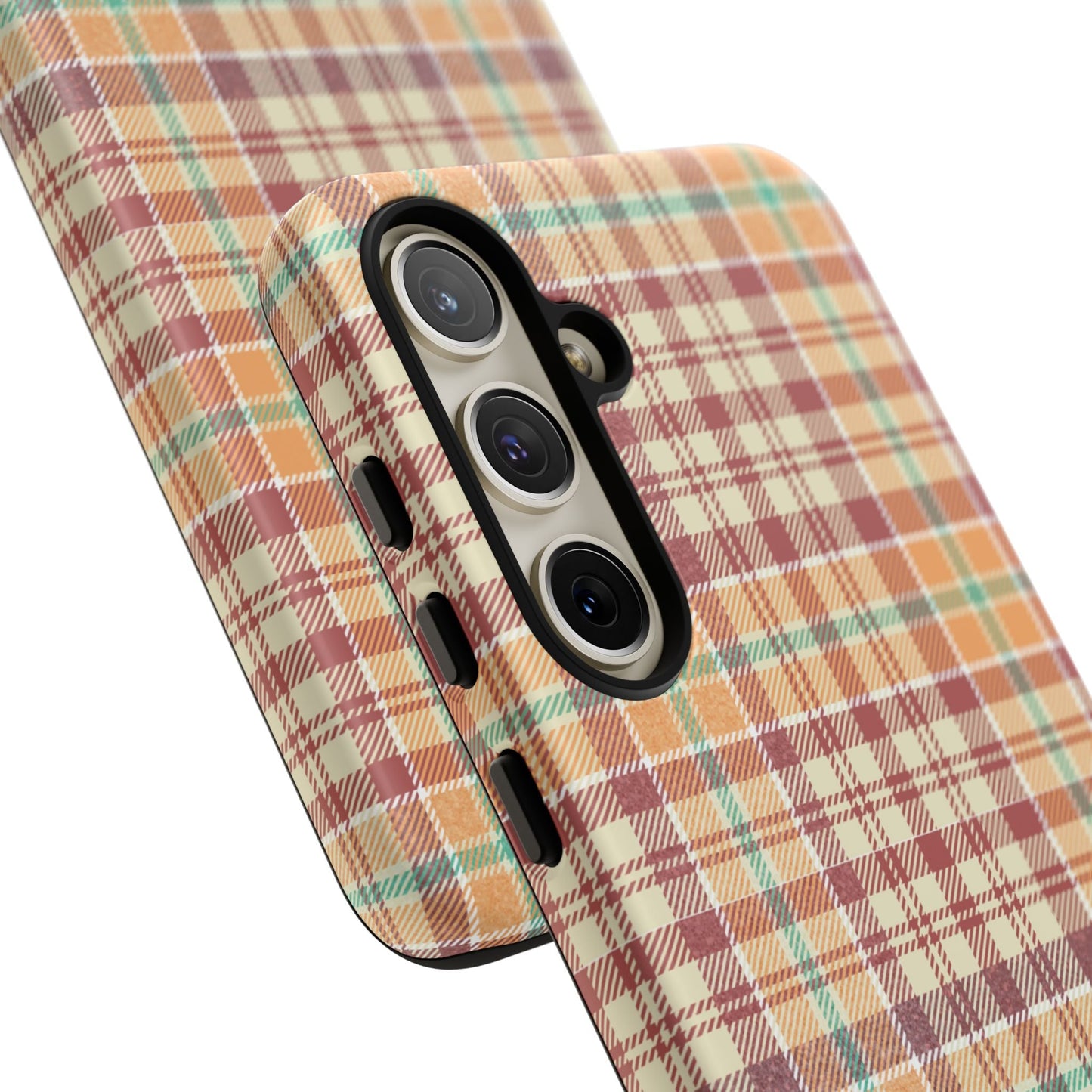 Retro Chic Plaid Samsung Galaxy Case in Red, Orange, Green & Cream – Timeless Vintage Design - BOGO Cases