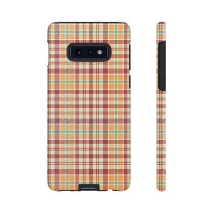 Retro Chic Plaid Samsung Galaxy Case in Red, Orange, Green & Cream – Timeless Vintage Design - BOGO Cases