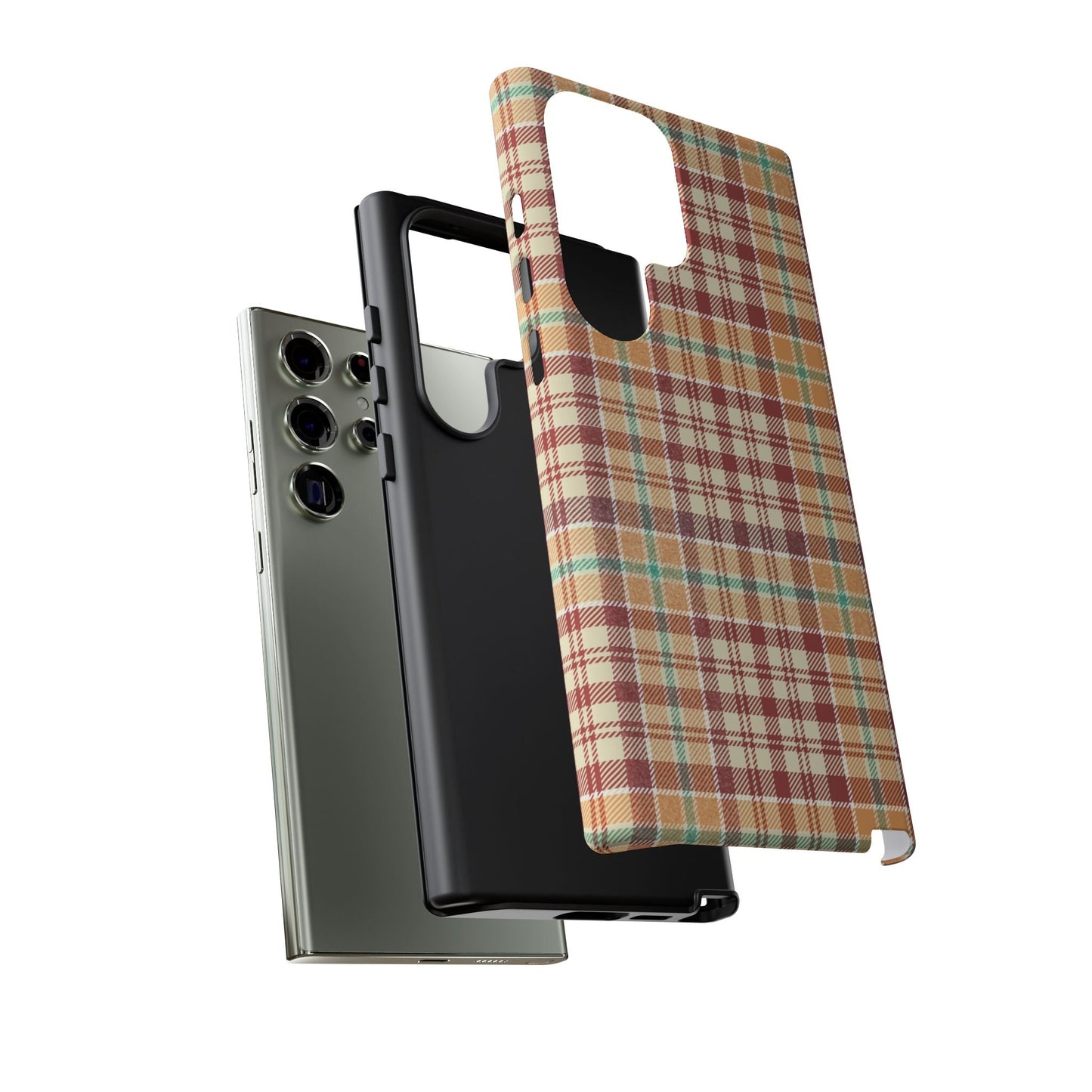 Retro Chic Plaid Samsung Galaxy Case in Red, Orange, Green & Cream – Timeless Vintage Design - BOGO Cases