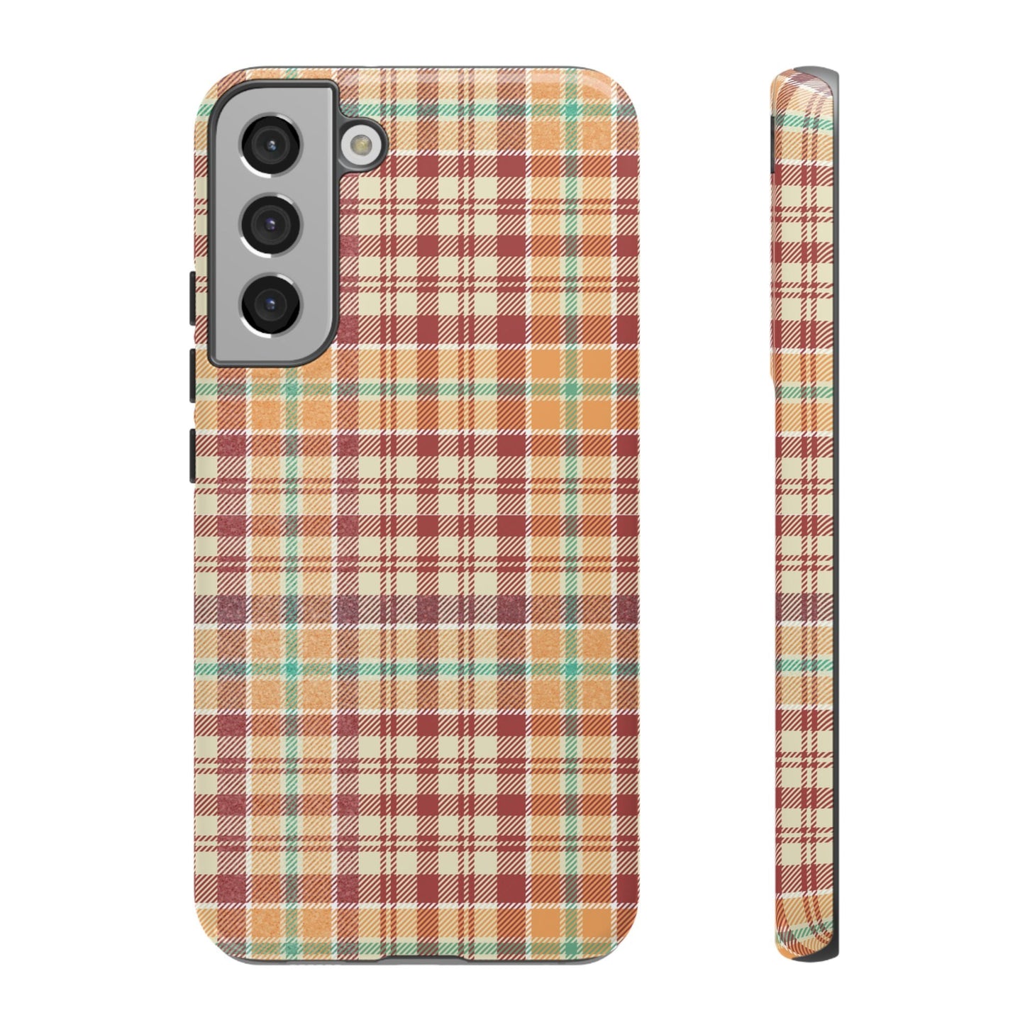 Retro Chic Plaid Samsung Galaxy Case in Red, Orange, Green & Cream – Timeless Vintage Design - BOGO Cases