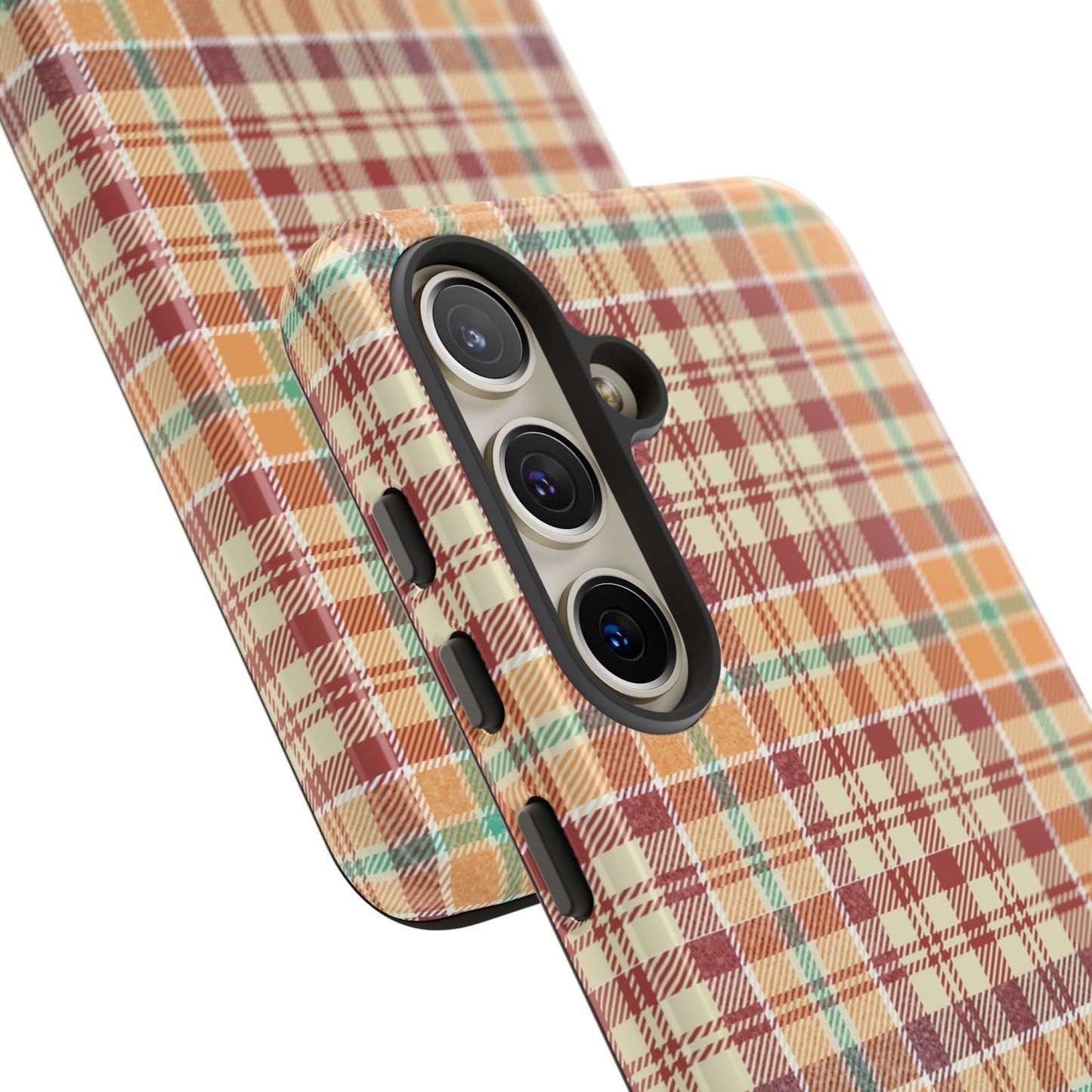 Retro Chic Plaid Samsung Galaxy Case in Red, Orange, Green & Cream – Timeless Vintage Design - BOGO Cases