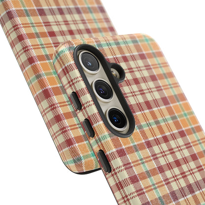 Retro Chic Plaid Samsung Galaxy Case in Red, Orange, Green & Cream – Timeless Vintage Design - BOGO Cases