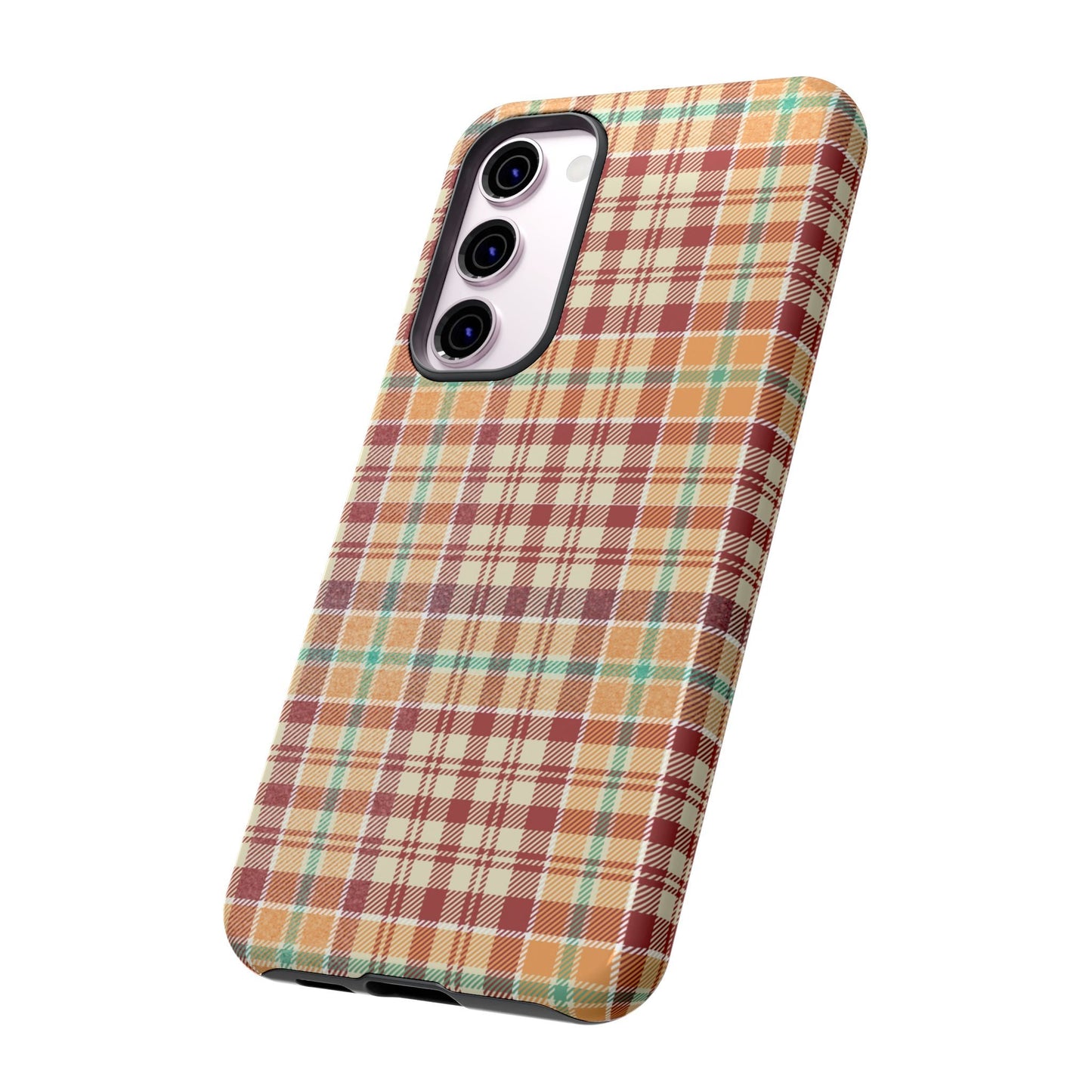 Retro Chic Plaid Samsung Galaxy Case in Red, Orange, Green & Cream – Timeless Vintage Design - BOGO Cases