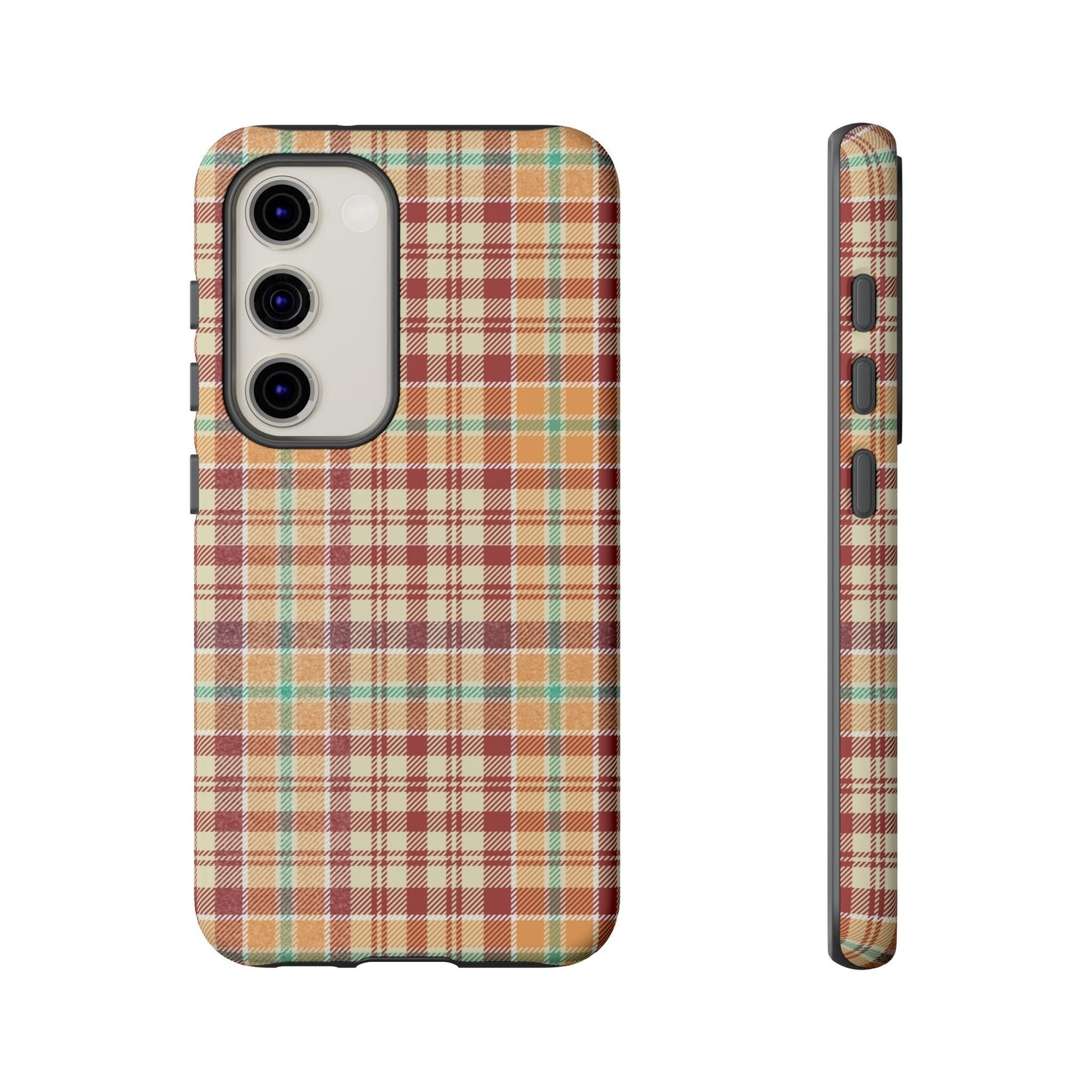 Retro Chic Plaid Samsung Galaxy Case in Red, Orange, Green & Cream – Timeless Vintage Design - BOGO Cases