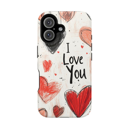 Romantic "I Love You" Heart Sketch - MagSafe Compatible Case - BOGO Cases
