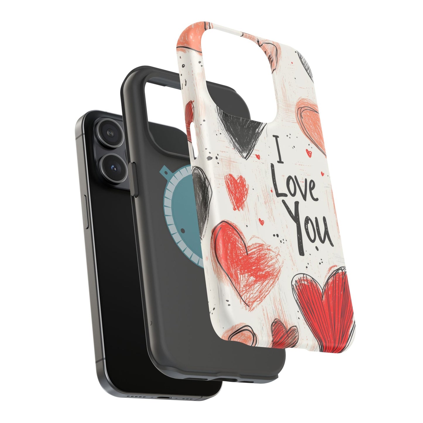 Romantic "I Love You" Heart Sketch - MagSafe Compatible Case - BOGO Cases