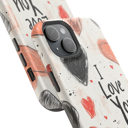 Romantic "I Love You" Heart Sketch - MagSafe Compatible Case - BOGO Cases