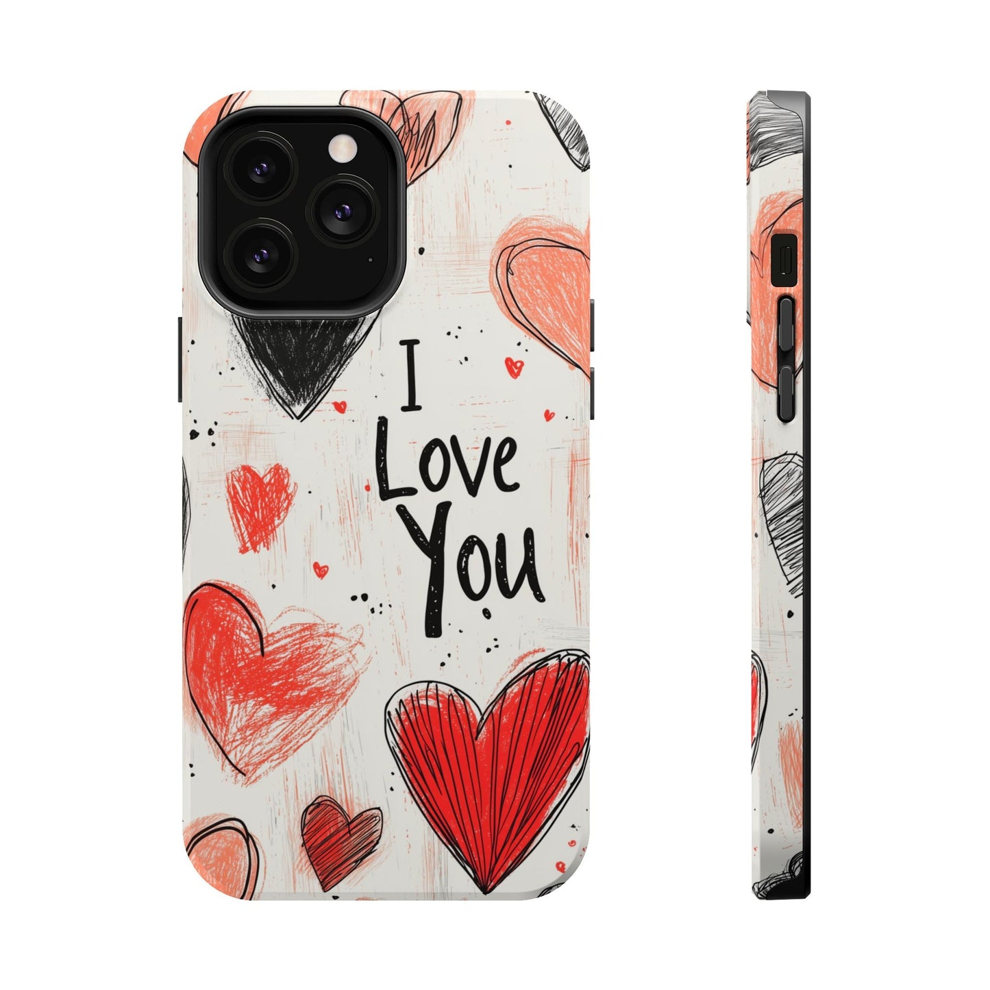 Romantic "I Love You" Heart Sketch - MagSafe Compatible Case - BOGO Cases