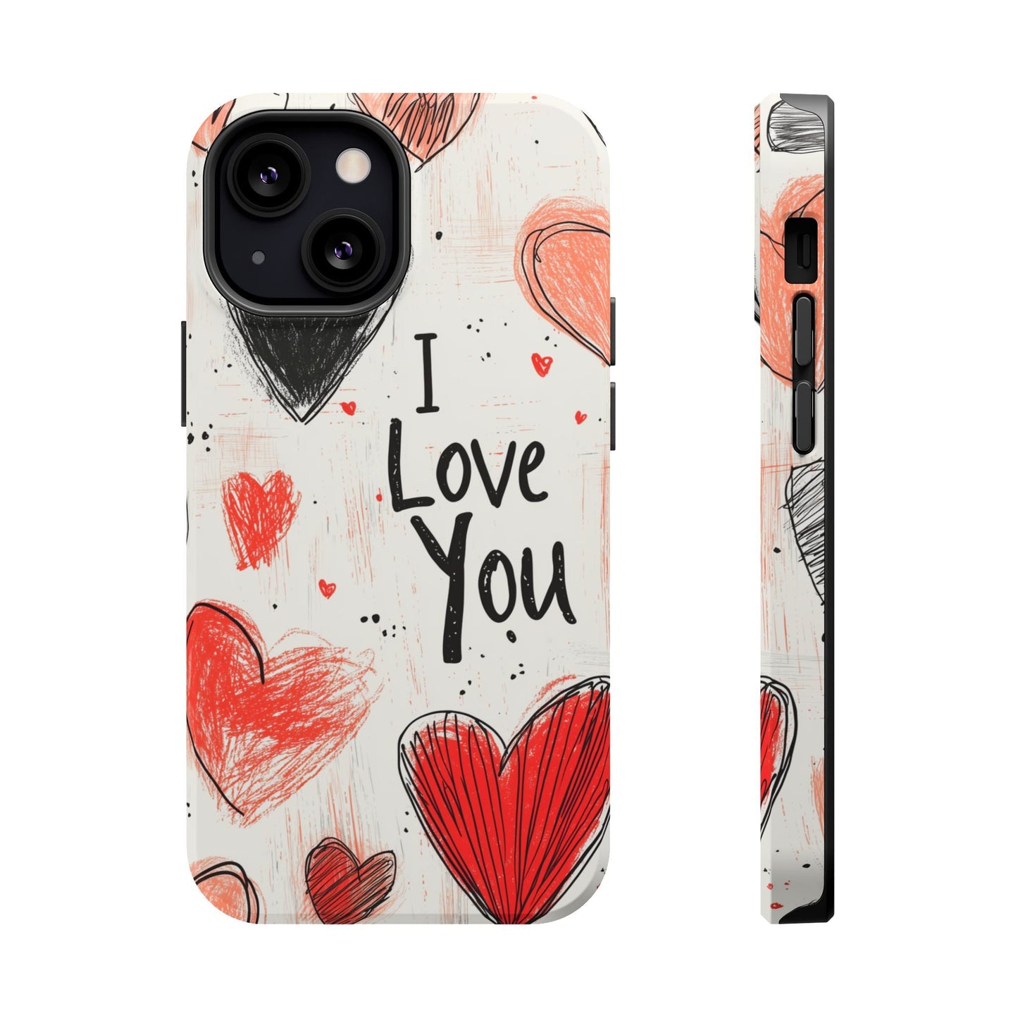 Romantic "I Love You" Heart Sketch - MagSafe Compatible Case - BOGO Cases