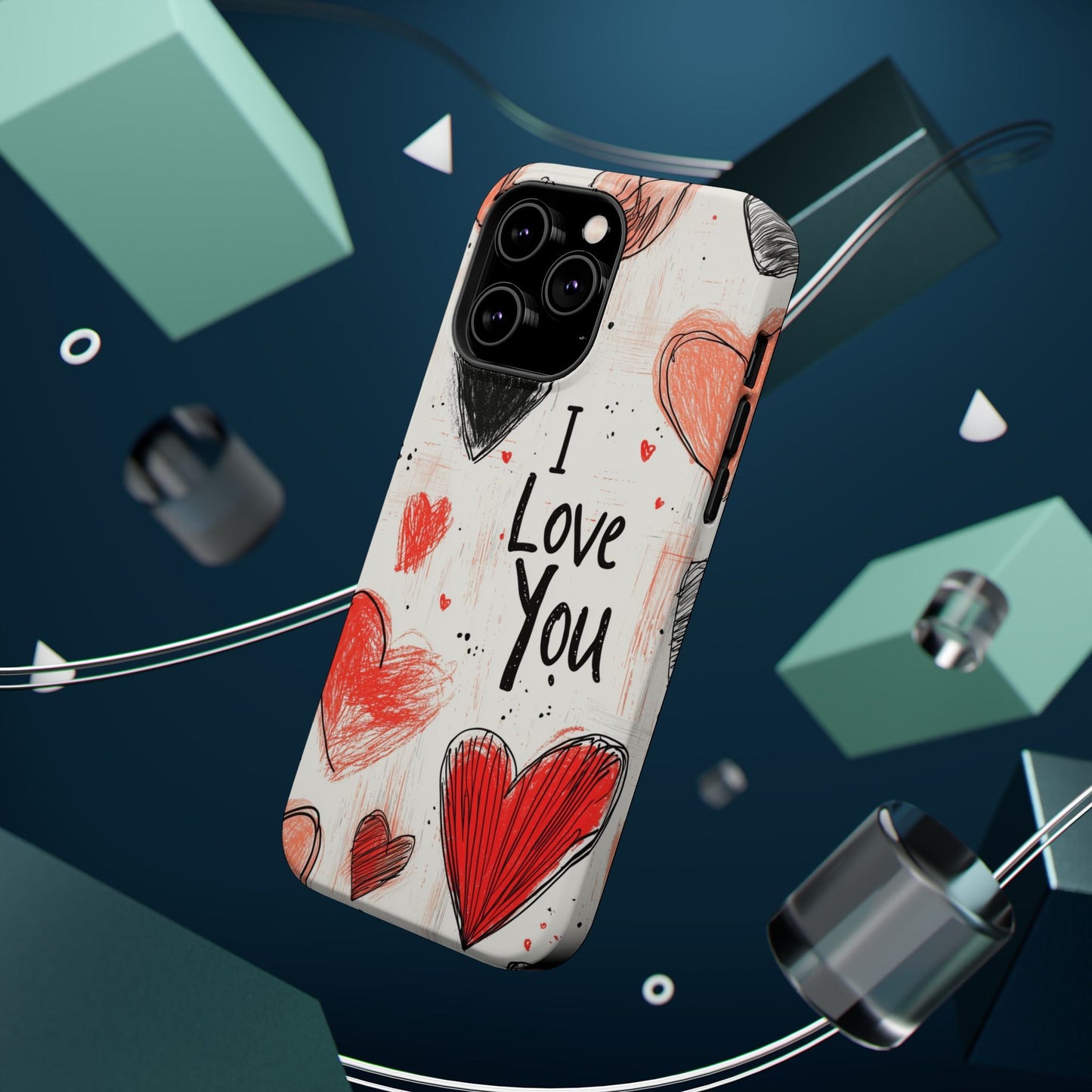 Romantic "I Love You" Heart Sketch - MagSafe Compatible Case - BOGO Cases