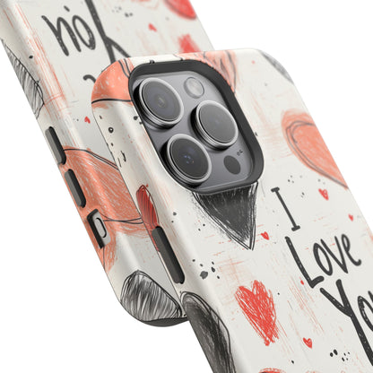 Romantic "I Love You" Heart Sketch - MagSafe Compatible Case - BOGO Cases