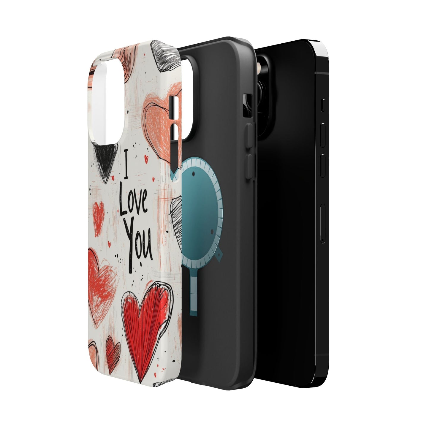 Romantic "I Love You" Heart Sketch - MagSafe Compatible Case - BOGO Cases