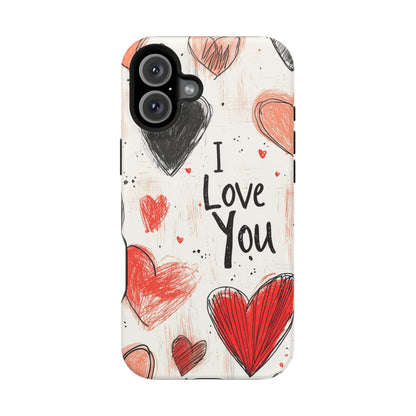 Romantic "I Love You" Heart Sketch - MagSafe Compatible Case - BOGO Cases