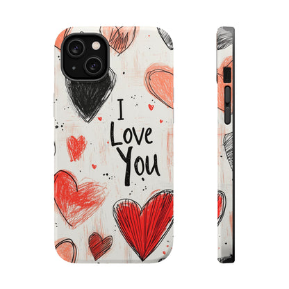 Romantic "I Love You" Heart Sketch - MagSafe Compatible Case - BOGO Cases