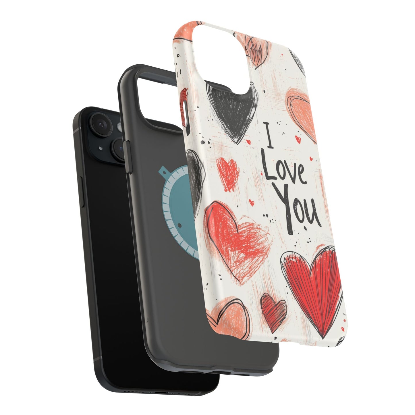 Romantic "I Love You" Heart Sketch - MagSafe Compatible Case - BOGO Cases