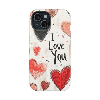 Romantic "I Love You" Heart Sketch - MagSafe Compatible Case - BOGO Cases