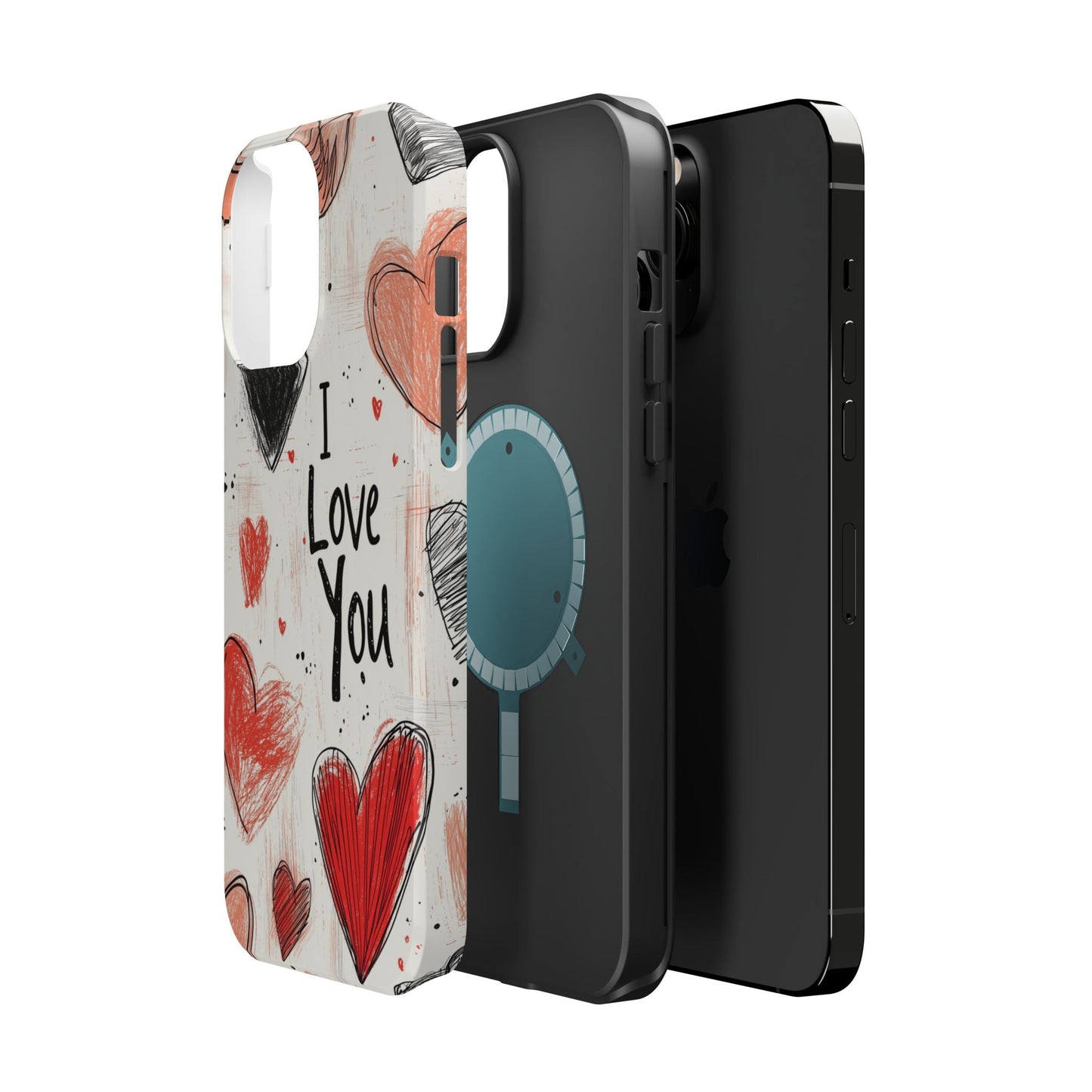 Romantic "I Love You" Heart Sketch - MagSafe Compatible Case - BOGO Cases