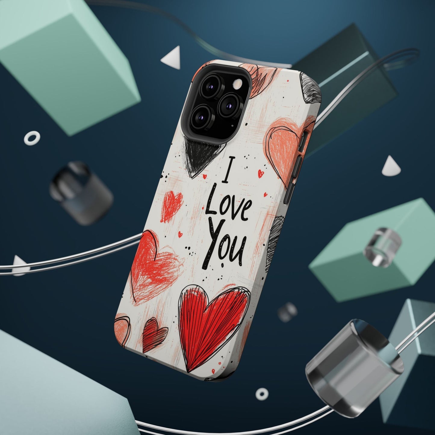 Romantic "I Love You" Heart Sketch - MagSafe Compatible Case - BOGO Cases