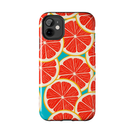 Ruby Grapefruit Pop Tough iPhone Case – Vibrant Citrus Design, Shock - Resistant Protection - BOGO Cases