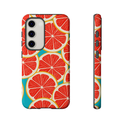 Ruby Grapefruit Pop Tough Samsung Galaxy Case – Vibrant Citrus Design, Shock - Resistant Protection - BOGO Cases