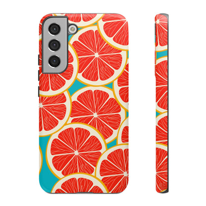 Ruby Grapefruit Pop Tough Samsung Galaxy Case – Vibrant Citrus Design, Shock - Resistant Protection - BOGO Cases