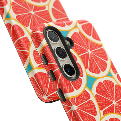 Ruby Grapefruit Pop Tough Samsung Galaxy Case – Vibrant Citrus Design, Shock - Resistant Protection - BOGO Cases