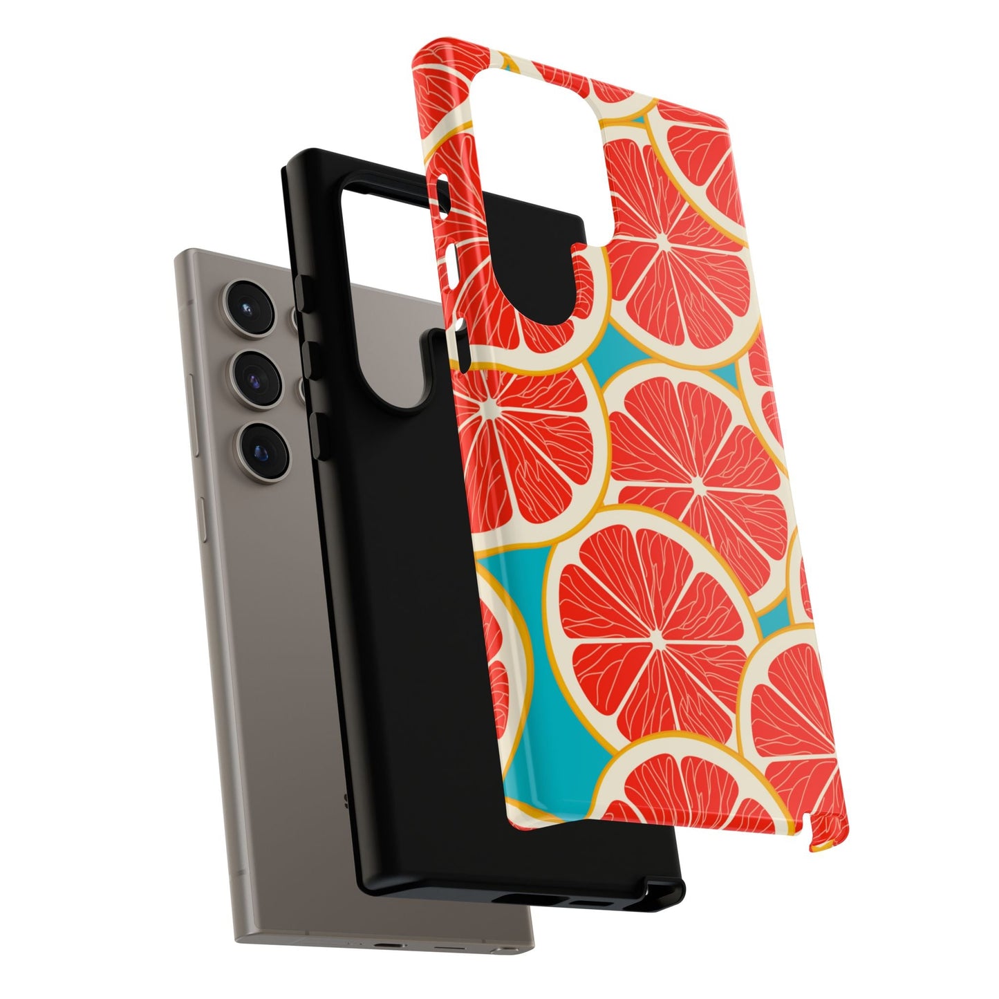 Ruby Grapefruit Pop Tough Samsung Galaxy Case – Vibrant Citrus Design, Shock - Resistant Protection - BOGO Cases