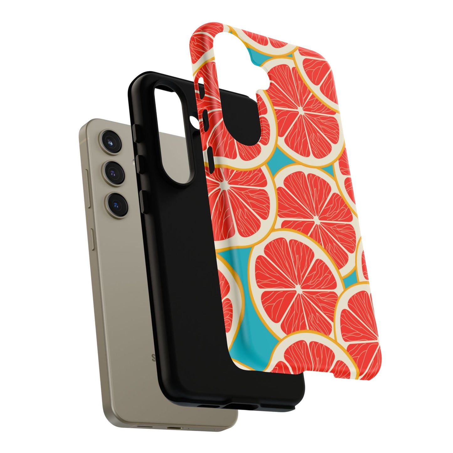 Ruby Grapefruit Pop Tough Samsung Galaxy Case – Vibrant Citrus Design, Shock - Resistant Protection - BOGO Cases