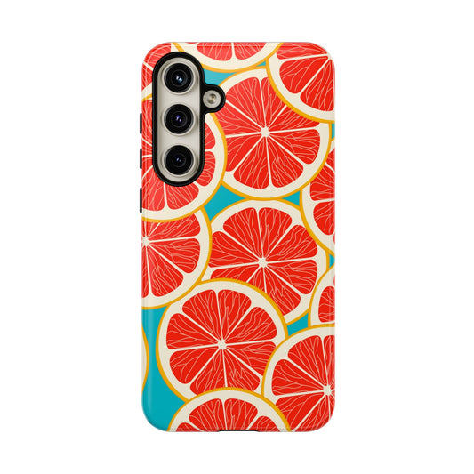 Ruby Grapefruit Pop Tough Samsung Galaxy Case – Vibrant Citrus Design, Shock - Resistant Protection - BOGO Cases