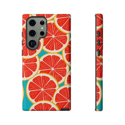 Ruby Grapefruit Pop Tough Samsung Galaxy Case – Vibrant Citrus Design, Shock - Resistant Protection - BOGO Cases