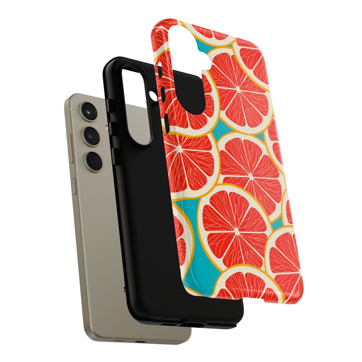 Ruby Grapefruit Pop Tough Samsung Galaxy Case – Vibrant Citrus Design, Shock - Resistant Protection - BOGO Cases