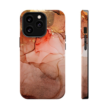 Ruby Red Marble MagSafe Case - Bold Red with Gold Veining for iPhone MagSafe Models - BOGO Cases